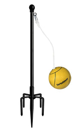 Garbuildman Tetherball Set with Ball & Rope for Outdoor Backyard, Adjustable Tether Ball Pole with Reinforced 5-Prong Base for Playground, Outside Ball Games Sports for Kids & Adults, 7.5 FT, Black
