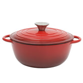 Gibson Home Addlestone 2.65 Quart Round Enamel Cast Iron Dutch Oven Pot With Lid & Dual Handles - Red