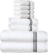 Simpli-Magic 8-Piece Premium Towel Set, 2 Bath Towels, 2 Hand Towels, and 4 Wash Cloths, 100% Ring Spun Cotton Highly Absorbent Towels for Bathroom, Gym, Hotel, and Spa