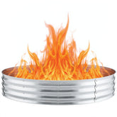 Flamaker 60 Inch Fire Pit Ring for Outside Wood Burning Smokeless Patio Round Galvanized Fire Pits Metal Fordable Outdoor Fireplaces for Camping, Backyard, Bonfire