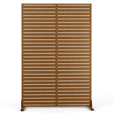 Metal Privacy Screen Outdoor Privacy Screen 72" H×47" W, Freestanding Decorative Privacy Screen for Balcony Patio Lawn Garden, Privacy Fence Privacy Panel-Brown&Louvered