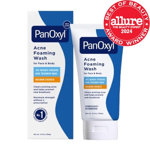 PanOxyl Acne Foaming Wash Benzoyl Peroxide 10% Maximum Strength Antimicrobial, 5.5 Oz