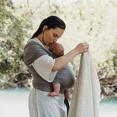 Boba Baby Wrap Carrier - Original Baby Carrier Wrap, Baby Sling for Newborns - Baby Wearing Essentials - Hands-Free Newborn Wrap Swaddle Holder, Newborn to Toddler Infant Baby Sling, 7-35 lbs (Grey)