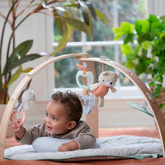 Ingenuity Cozy Spot Reversible Duvet Activity Gym & Play Mat with Wooden Toy bar - Loamy, Newborn and up