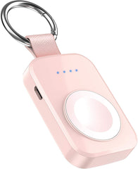 i.VALUX Portable Wireless Charger for Apple Watch Series 10/9/8/UItra/7/6/5/4/3/2/SE/Nike, Compact Magnetic iWatch Charger 1000mAh Power Bank Keychain Style Gift Your Mother Girl Birthday-Pink