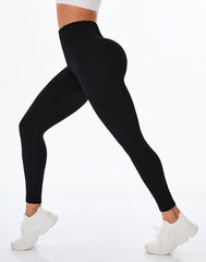QSHOW V Back Workout Leggings for Women,Seamless High Waisted Leggings Womens Black Butt Lifting Leggings for Women Tummy Control Buttery Soft Leggings for Women Compression Yoga Gym Leggings