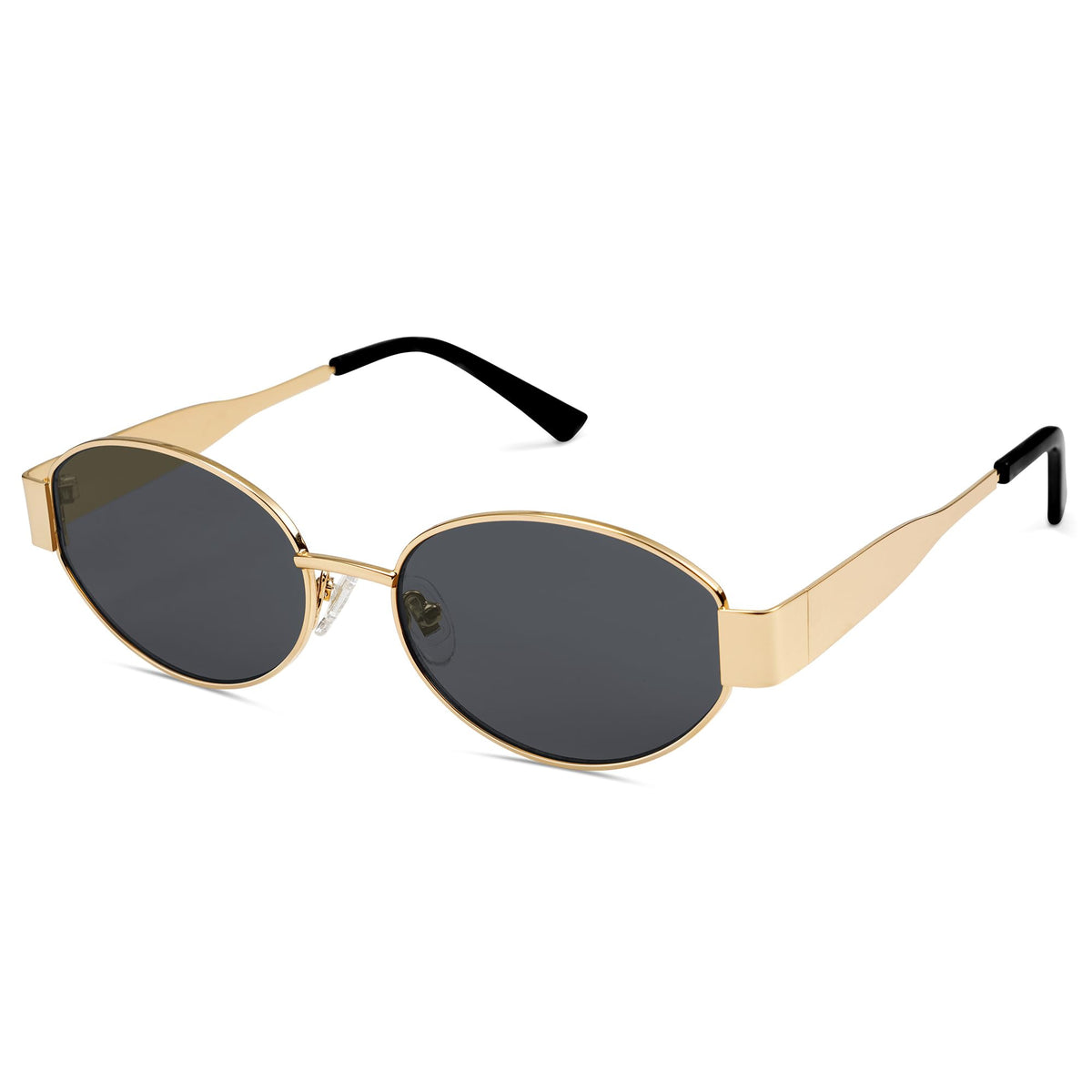SOJOS Retro Oval Sunglasses for Women Trendy Sun Glasses Classic Shades UV400 Protection SJ1217 Gold/Grey Lens