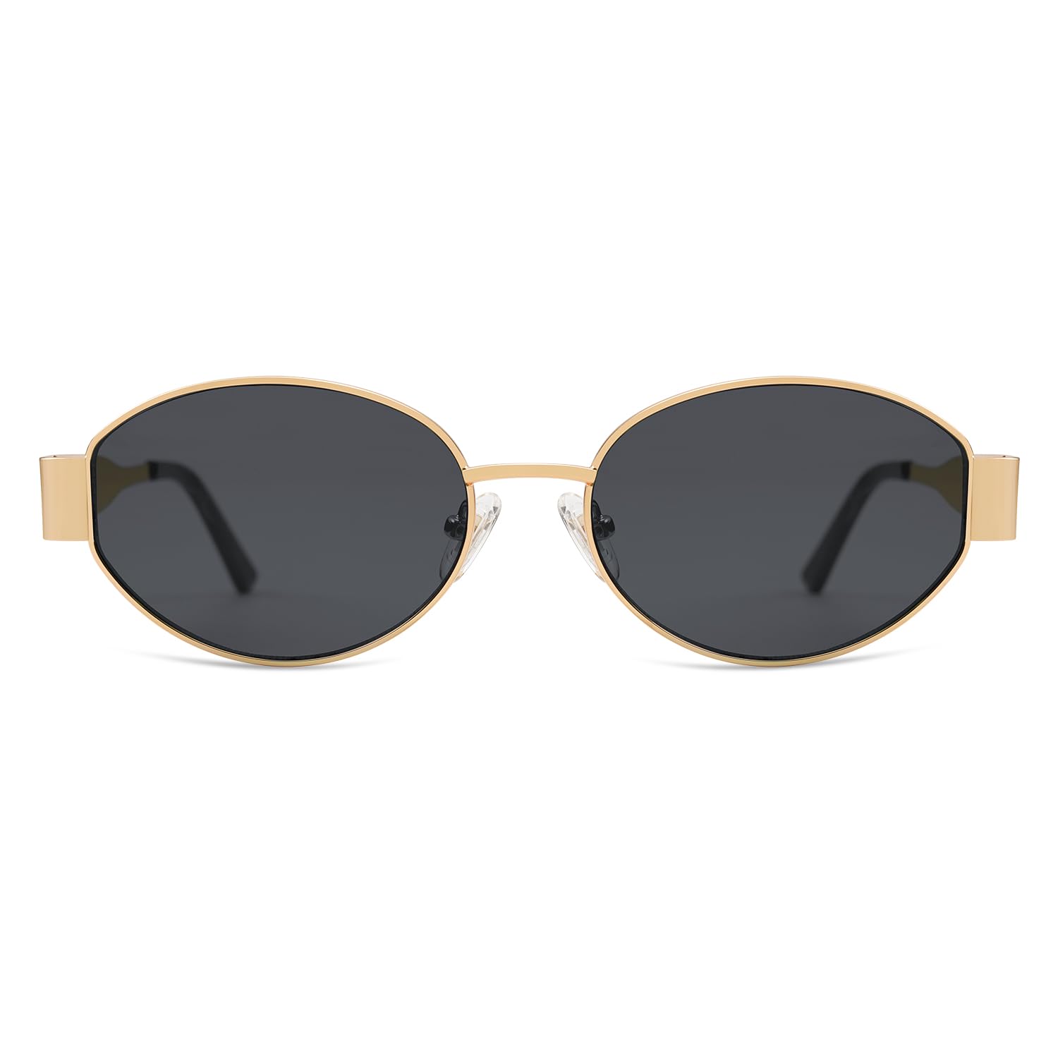 SOJOS Retro Oval Sunglasses for Women Trendy Sun Glasses Classic Shades UV400 Protection SJ1217 Gold/Grey Lens