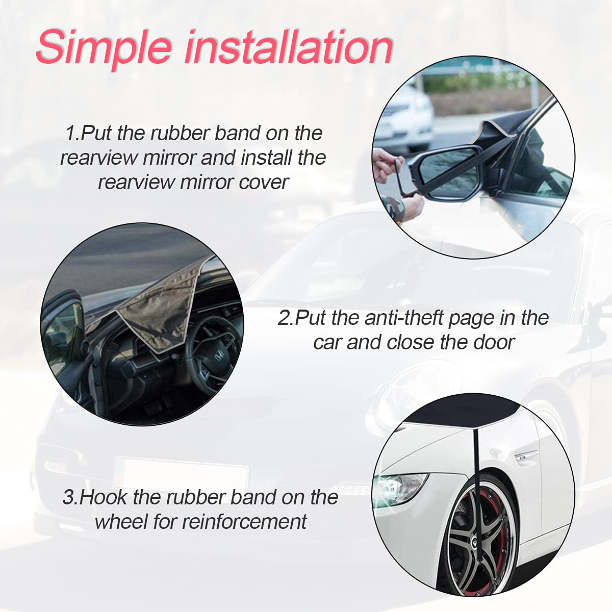 Windshield Snow Cover for Cars, Trucks, Vans - Waterproof, Windproof Winter Frost and Ice Removal Sunshade With Side Mirror Covers