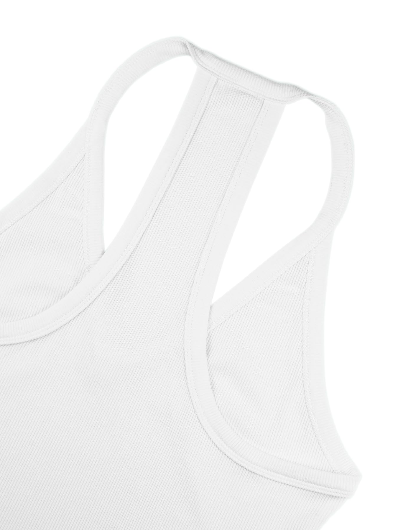 iGENJUN Workout Tops for Women Racerback Tank Tops Yoga Gym Ribbed Sleeveless Shirts Clothes,M,White