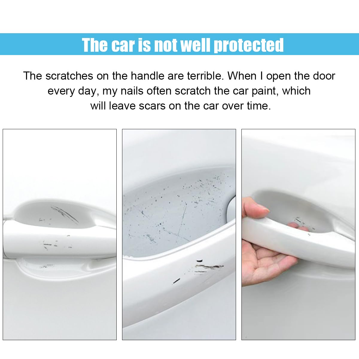 8PCS Car Door Handle Scratch Protectors, Carbon Fiber Car Door Handle Bowl Sticker, Universal Car Door Handle Paint Guard Cover, Door Handle Cup Protective Film for Cars (Black)