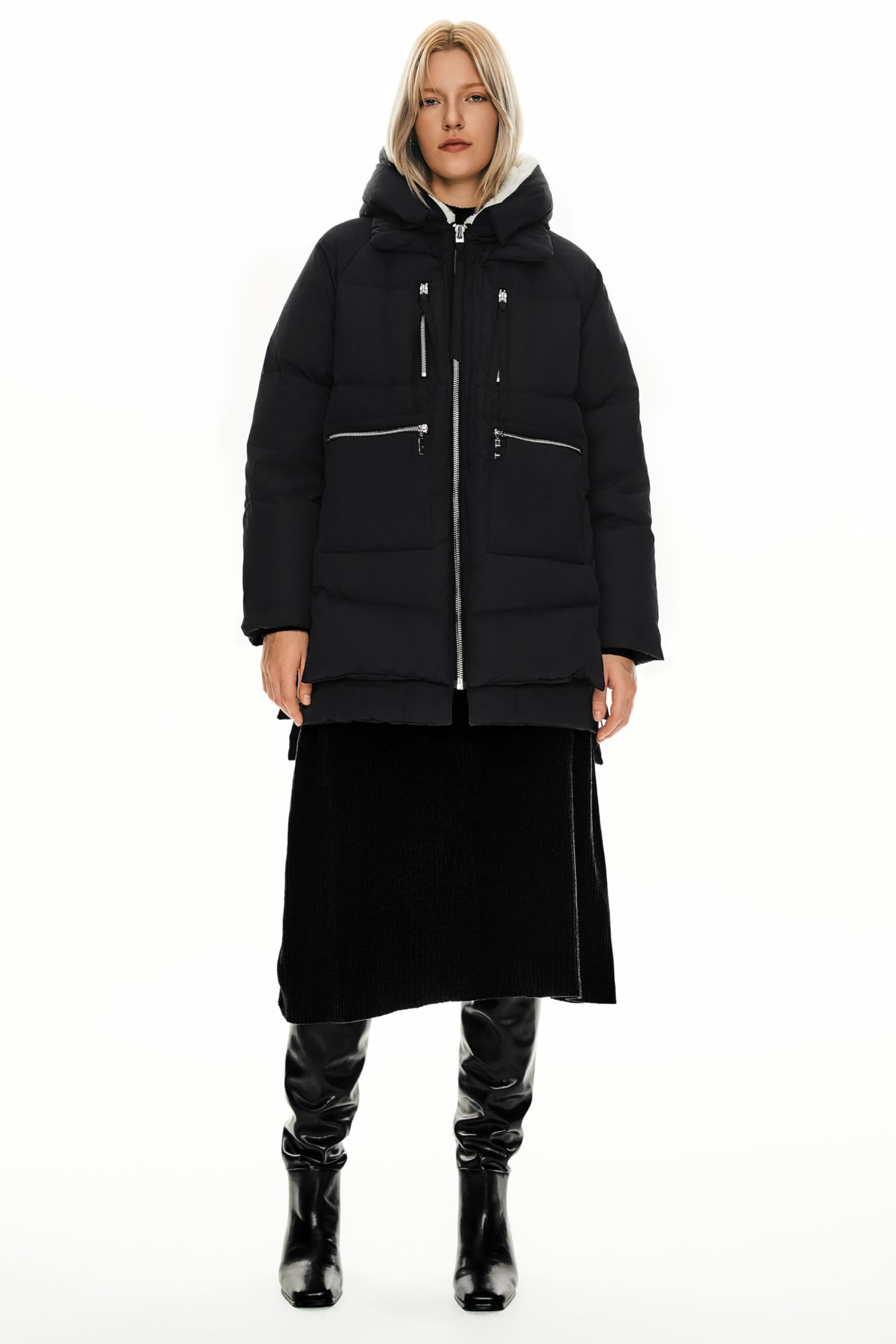 Orolay Women's Thickened Down Jacket Black Small