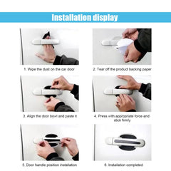8PCS Car Door Handle Scratch Protectors, Carbon Fiber Car Door Handle Bowl Sticker, Universal Car Door Handle Paint Guard Cover, Door Handle Cup Protective Film for Cars (Black)