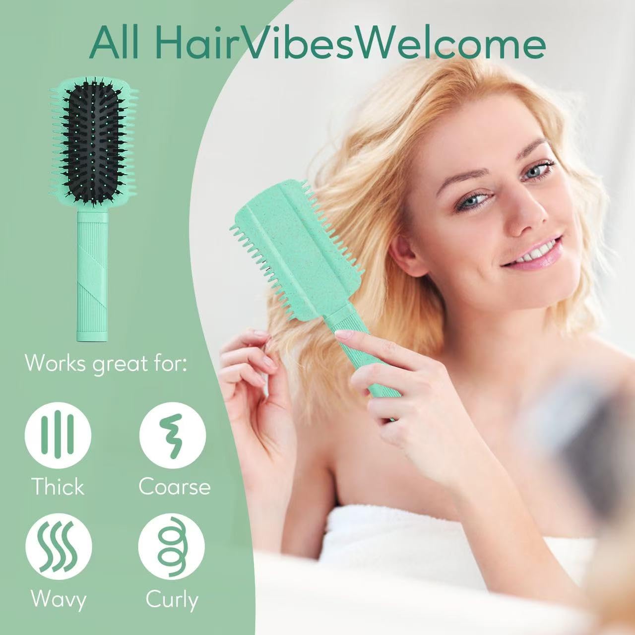 Curly Hair Brush Defining, Volume Brush for Curly Hair, Curl Defining Brush, Shaping and Styling Women's Curls (Green 1PC)