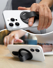GripMate MagSafe Phone Grip for iPhone - Magnetic Phone Ring Holder Detachable for iPhone 16 - Comfortable Finger Phone Ring Grip for Apple 15/14/13/12,Black
