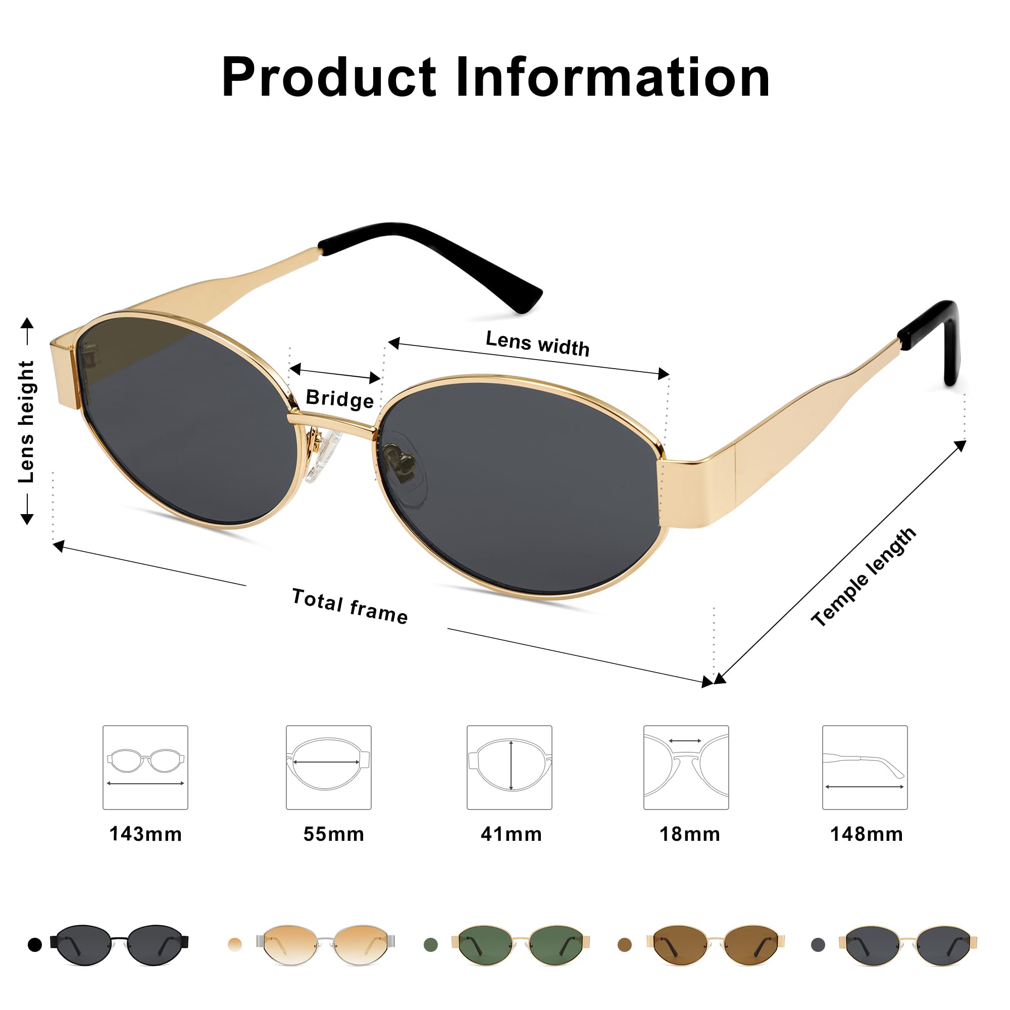 SOJOS Retro Oval Sunglasses for Women Trendy Sun Glasses Classic Shades UV400 Protection SJ1217 Gold/Grey Lens