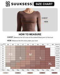 SUUKSESS Women Double Lined Fitted Basic Tee Shirts Crew Neck Long Sleeve Going Out Crop Tops (Jet Black, S)