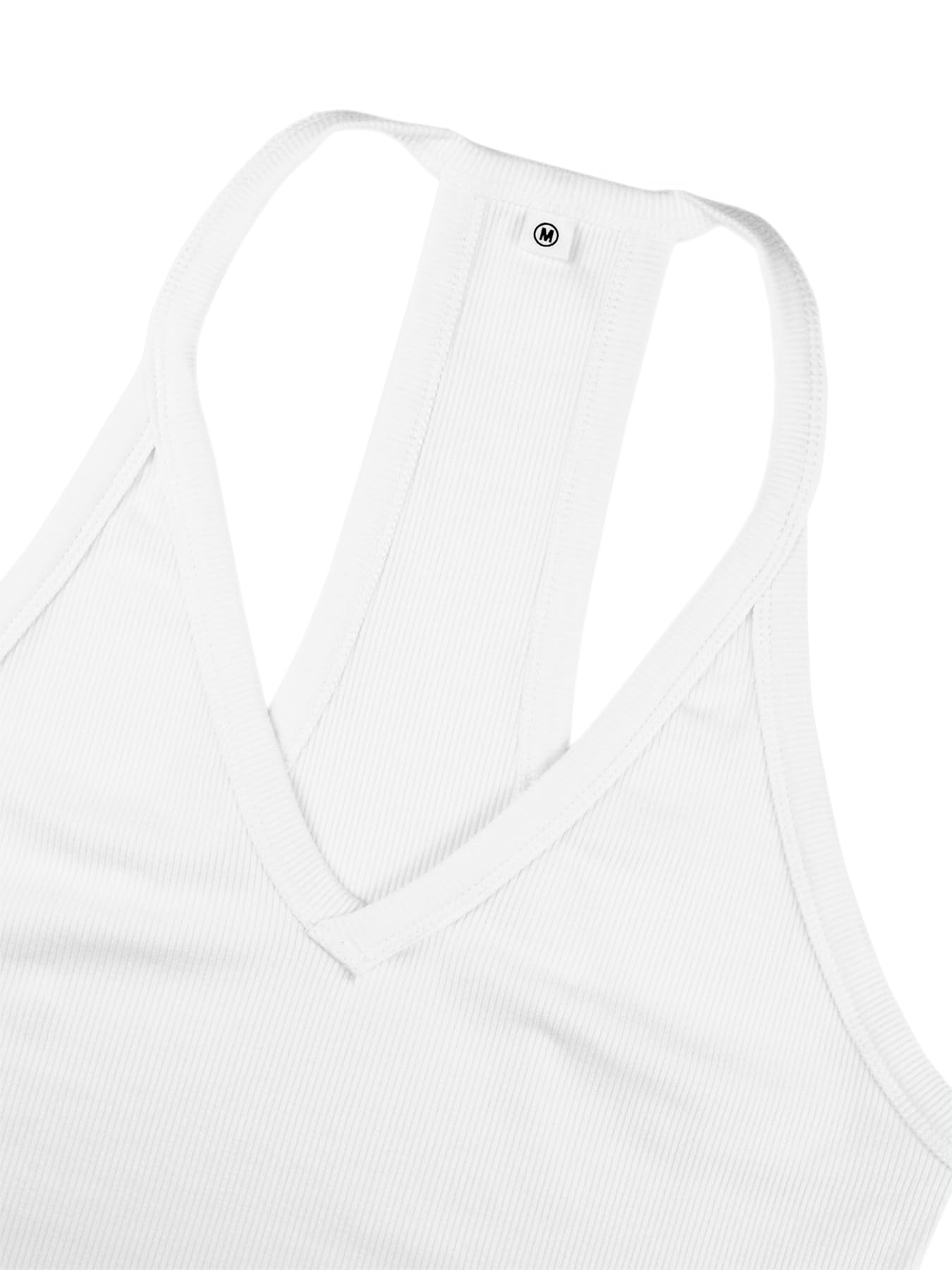 iGENJUN Workout Tops for Women Racerback Tank Tops Yoga Gym Ribbed Sleeveless Shirts Clothes,M,White