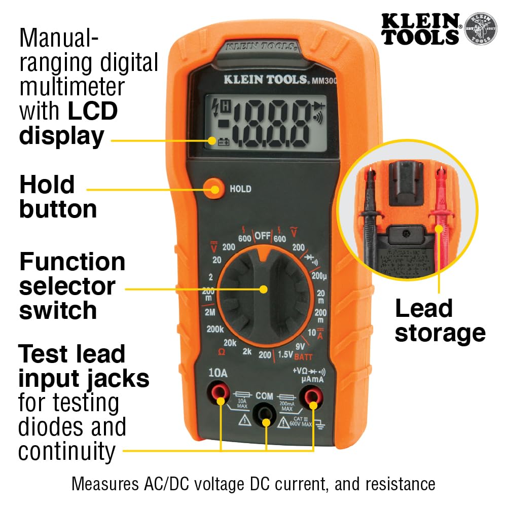 Klein Tools 69149P Electrical Test Kit with Digital Multimeter, Non-Contact Voltage Tester and Electrical Outlet Tester, Leads and Batteries