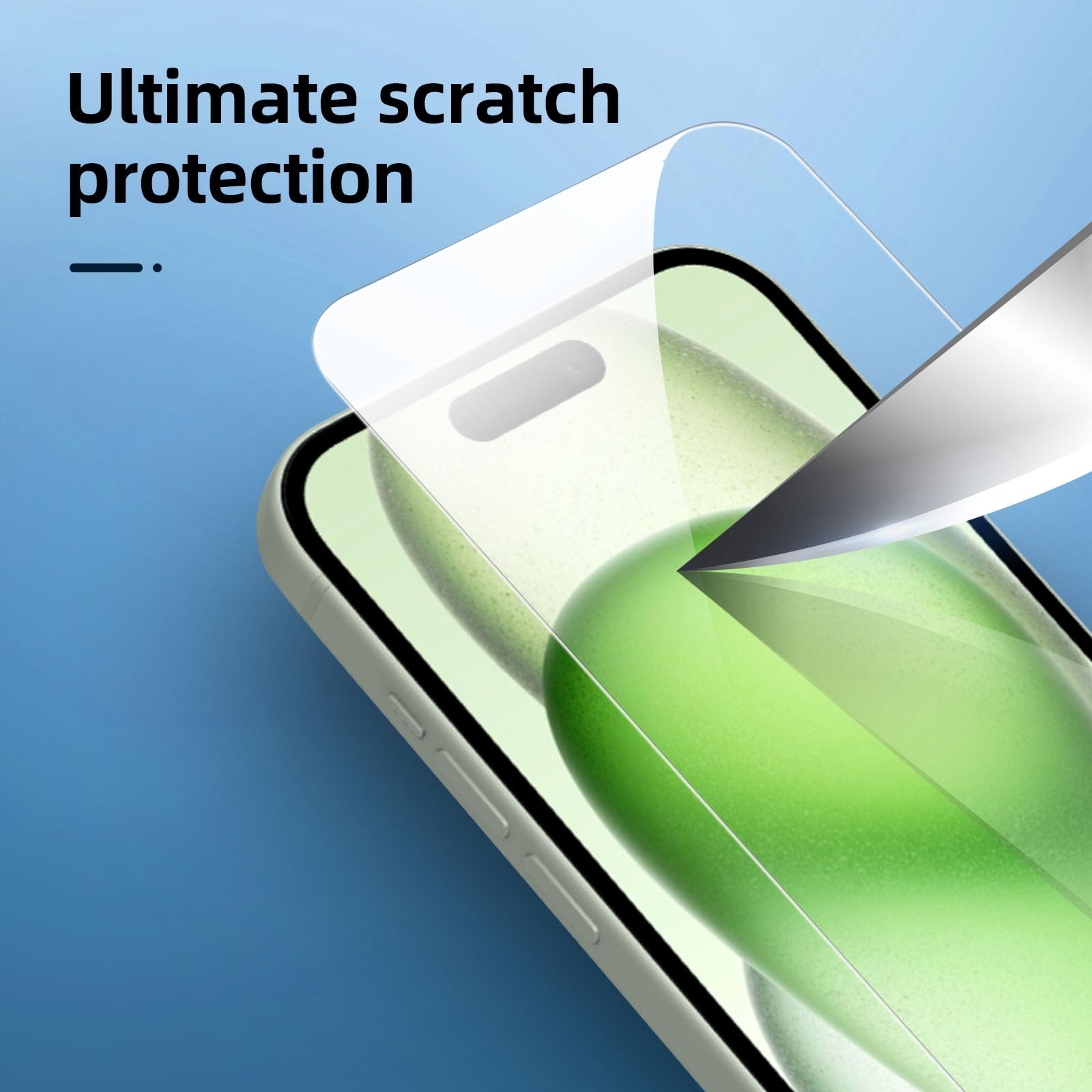 NEW'C 4 Pack, 2 Pack Screen Protector for iPhone 15 [6.1 inch] + 2 Pack Camera Lens Protector, Sensor Protection,Case Friendly Tempered Glass Film