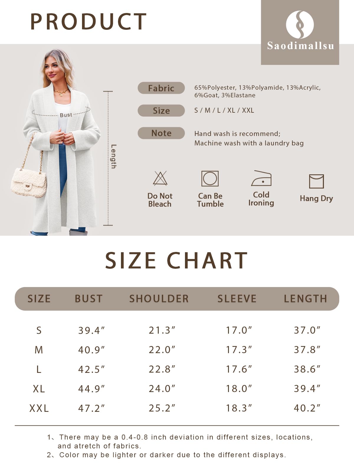 Saodimallsu Womens Open Front Chunky Cardigan Long Oversized Loose Knit Coatigan Sweater Jacket 2024 Fall Coats Apricot