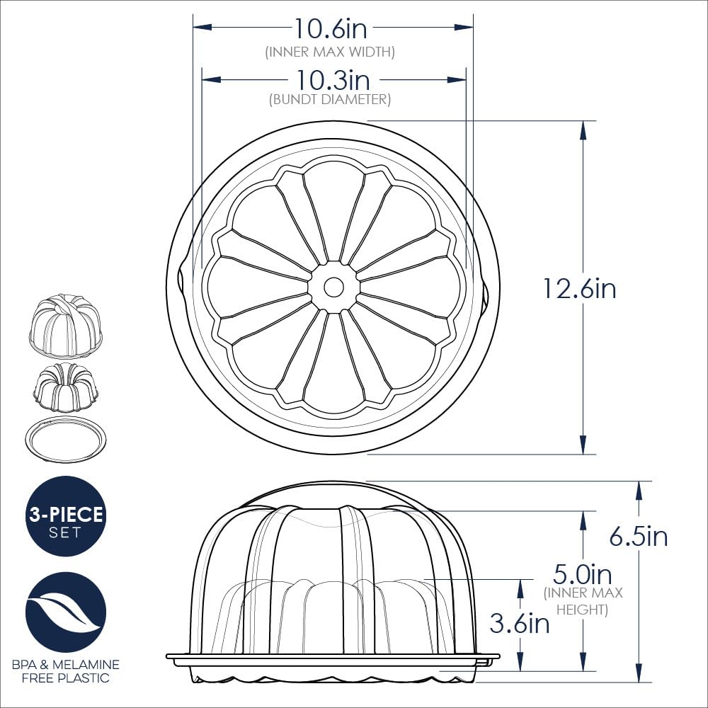 Nordic Ware Formed Orginal Bundt with Translucent Keeper, 12 Cup, Golden Hour