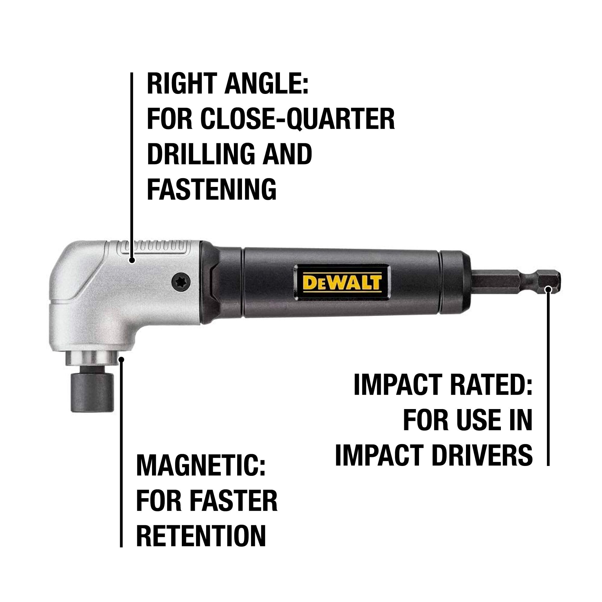 DEWALT Right Angle Attachment, Impact Ready, 1.5" (DWARA120)