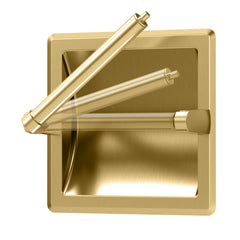 Gatco 753 Recessed Pivoting Toilet Paper Holder, Wall Mounted, Heavy Duty Metal Tissue Holder for Bathroom – Available in Brushed Brass