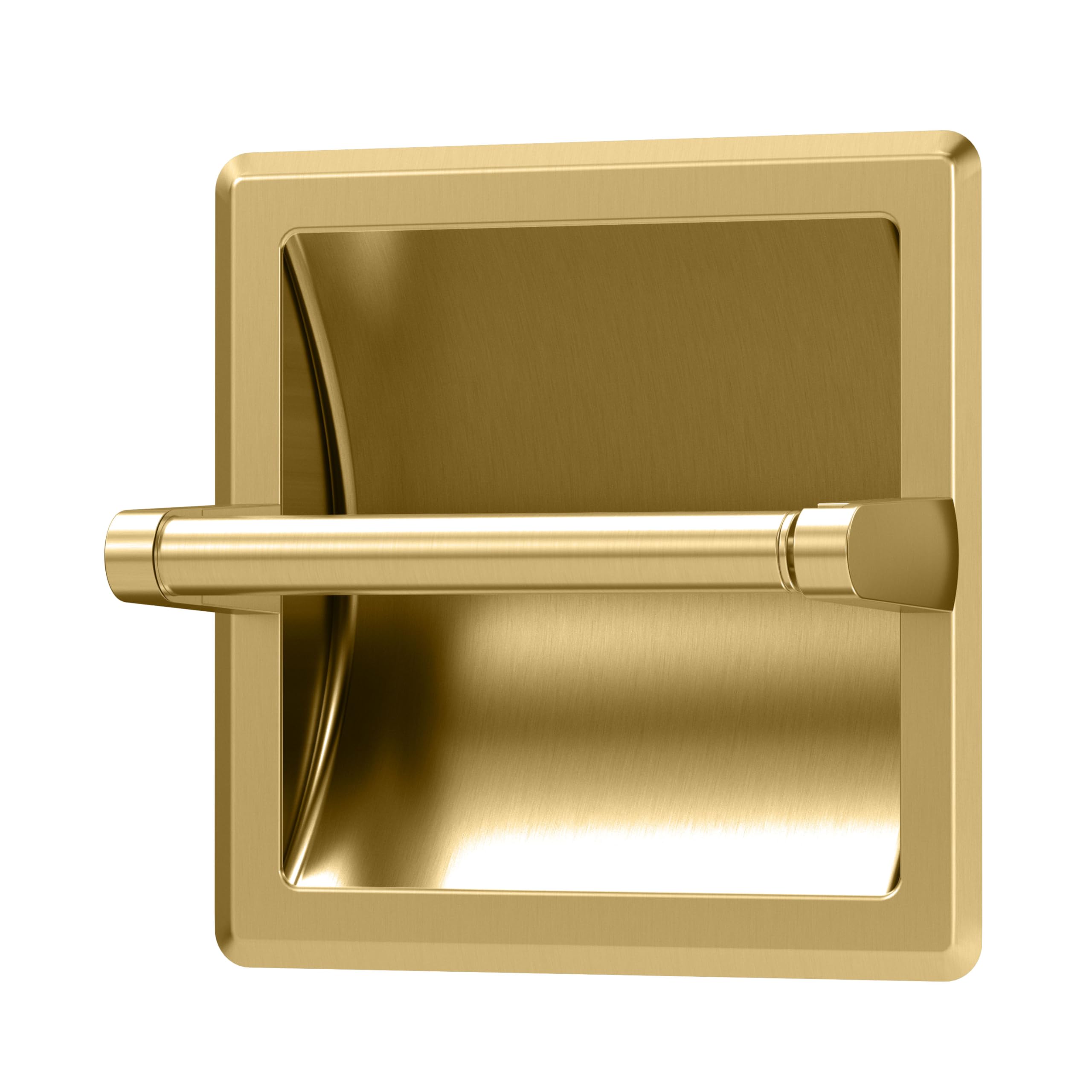 Gatco 753 Recessed Pivoting Toilet Paper Holder, Wall Mounted, Heavy Duty Metal Tissue Holder for Bathroom – Available in Brushed Brass
