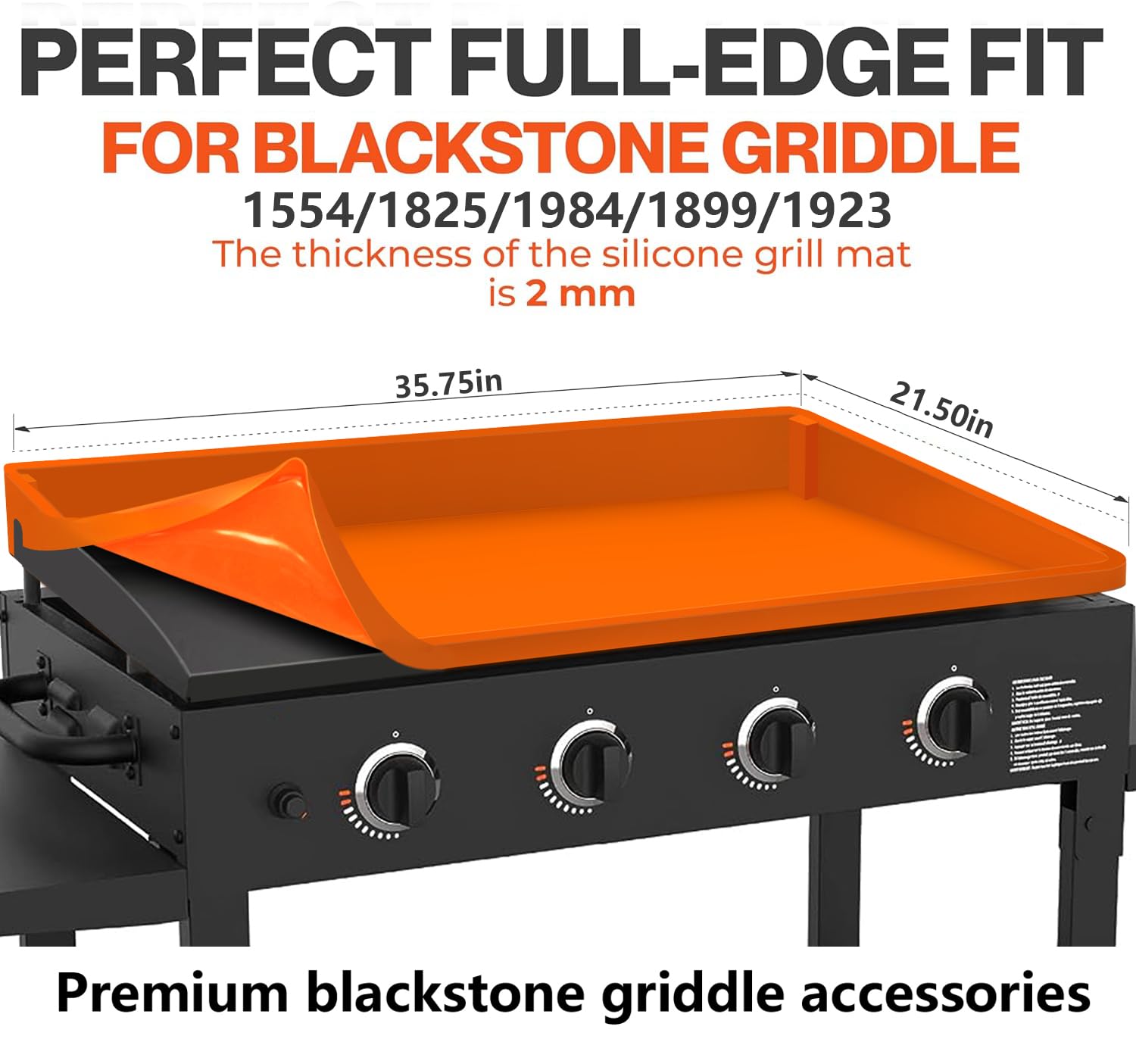 Silicone Griddle Cover Mat for Blackstone: Grill Accessories 36 inch Full Wrap-Around Griddle Flat Top Cover Food-Grade Protection Grill Buddy Mats