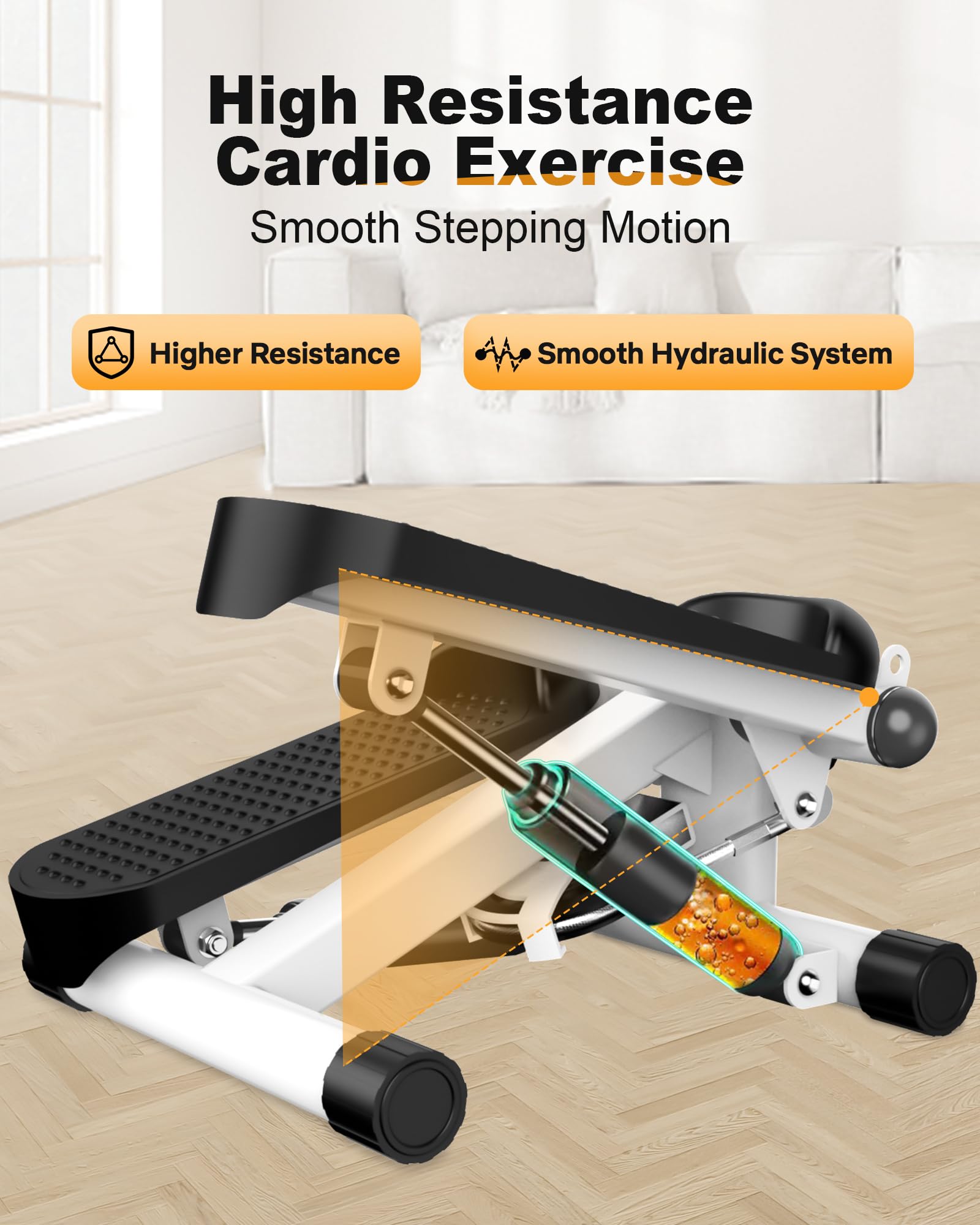 Yagud Steppers for Exercise at Home, Mini Stair Stepper with Resistance Bands, Portable Under Desk Stepper Workout Step Machine 300 lbs Weight Capacity