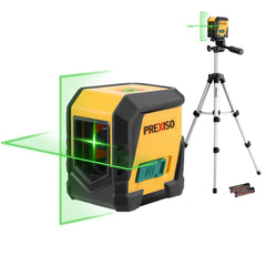 PREXISO Laser Level with Tripod, 65Ft Self Leveling Cross Line Laser Level, Green Line leveler Tool for Hanging Pictures, Home Renovation with LED Indicator & 2 AA Batteries (26 inch Tripod)