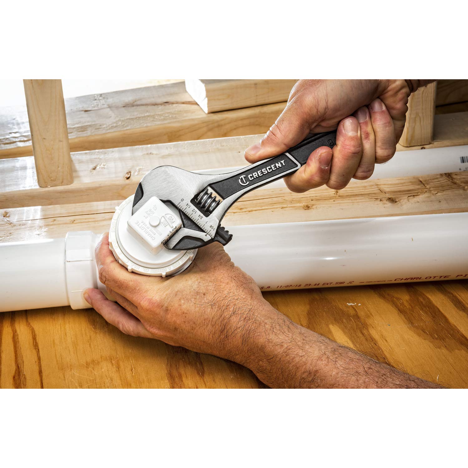 Crescent Wide Jaw Adjustable Wrench - Home Improvement, Repair & Garage Hand Tool - Wide Mouth Versatile Plumbing Tool - 6" - ATWJ26VS