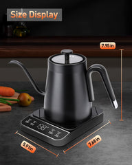 Cayga ℃/℉ Switchable, Electric Kettle Gooseneck, Pour Over Coffee Digital Kettle, Tea Pot Auto Shut Off, ±1℃/℉ Temperature Control, 27oz/1200w Quick Heating, Water Boiler Small, Black