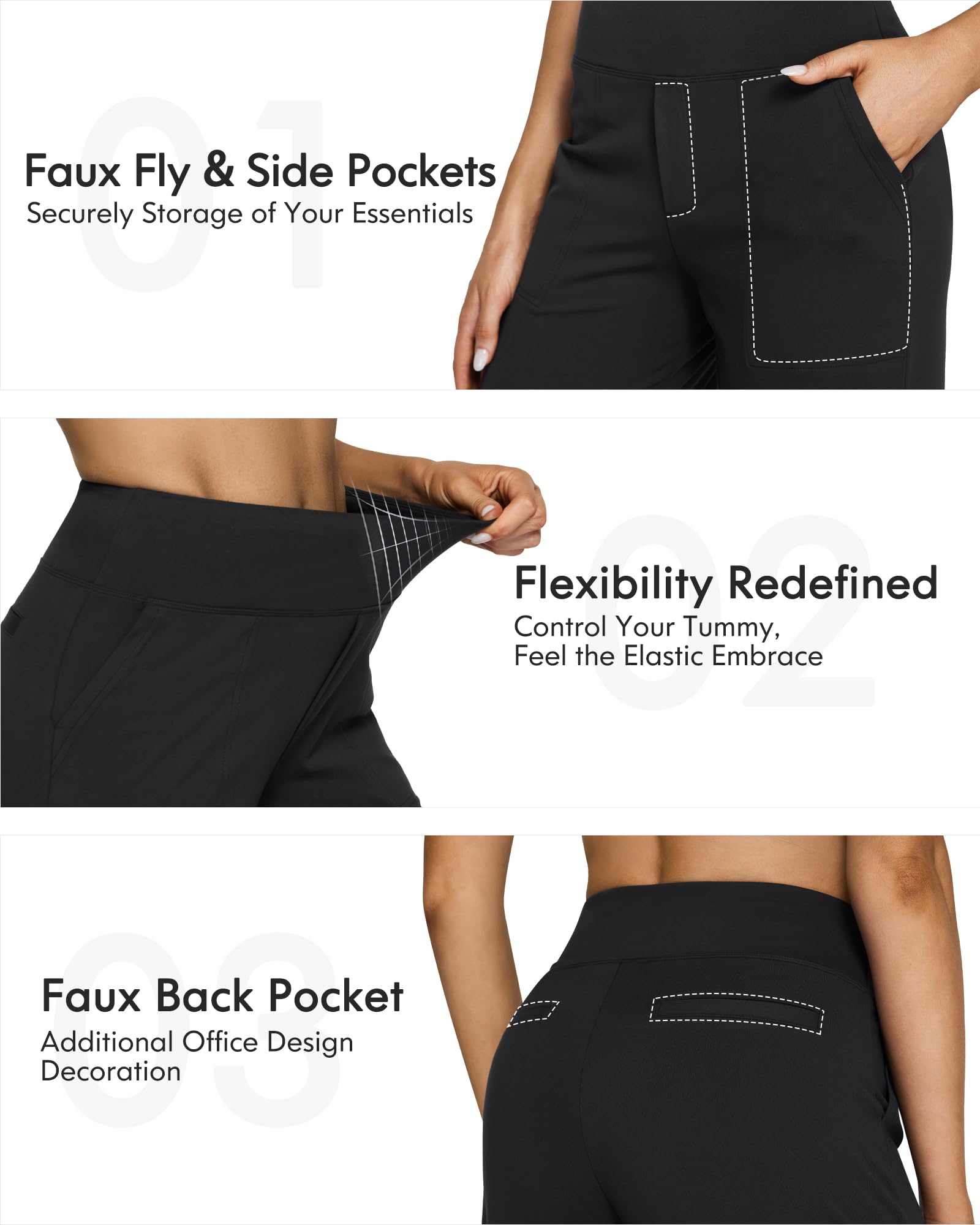 G4Free Wide Leg Pants Woman Yoga Pants with Pockets Loose Casual Palazzo Fashion Sweatpants Stretch Dress Work Clothes(Black,L,31")