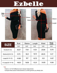 Ezbelle Off The Shoulder Dresses for Women Batwing 3/4 Sleeve HIPS Wrap Bodycon Dress Elegant Party Clubwear Black Medium
