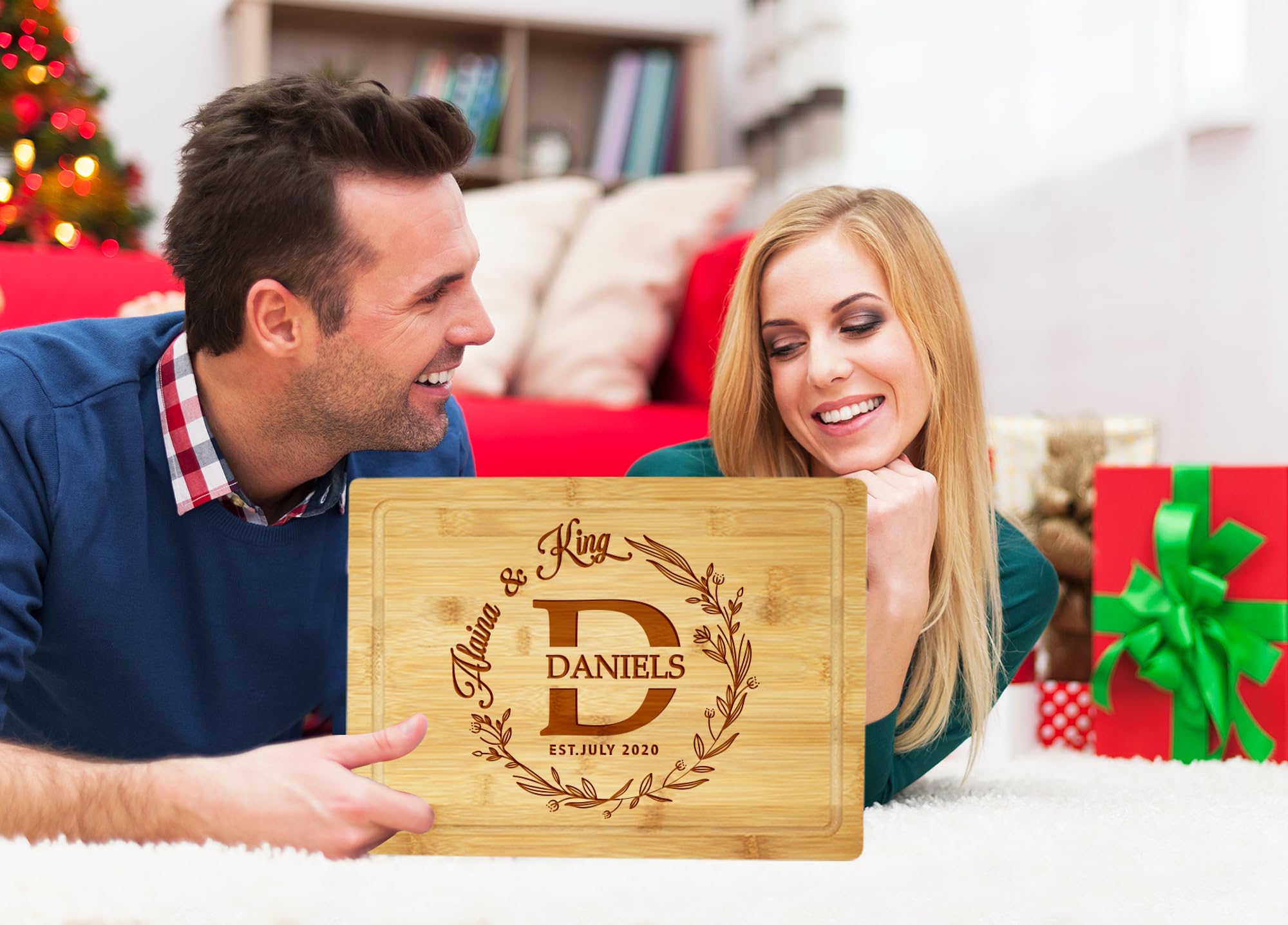 Silveroy Customized Love: Personalized Engraved Wood Cutting Boards for Couples - Ideal Gift for Weddings, Bridal Showers, Anniversaries, Christmas, Housewarming and Real Estate Closing