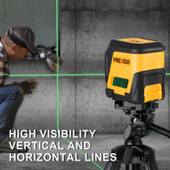 PREXISO Laser Level with Tripod, 65Ft Self Leveling Cross Line Laser Level, Green Line leveler Tool for Hanging Pictures, Home Renovation with LED Indicator & 2 AA Batteries (26 inch Tripod)