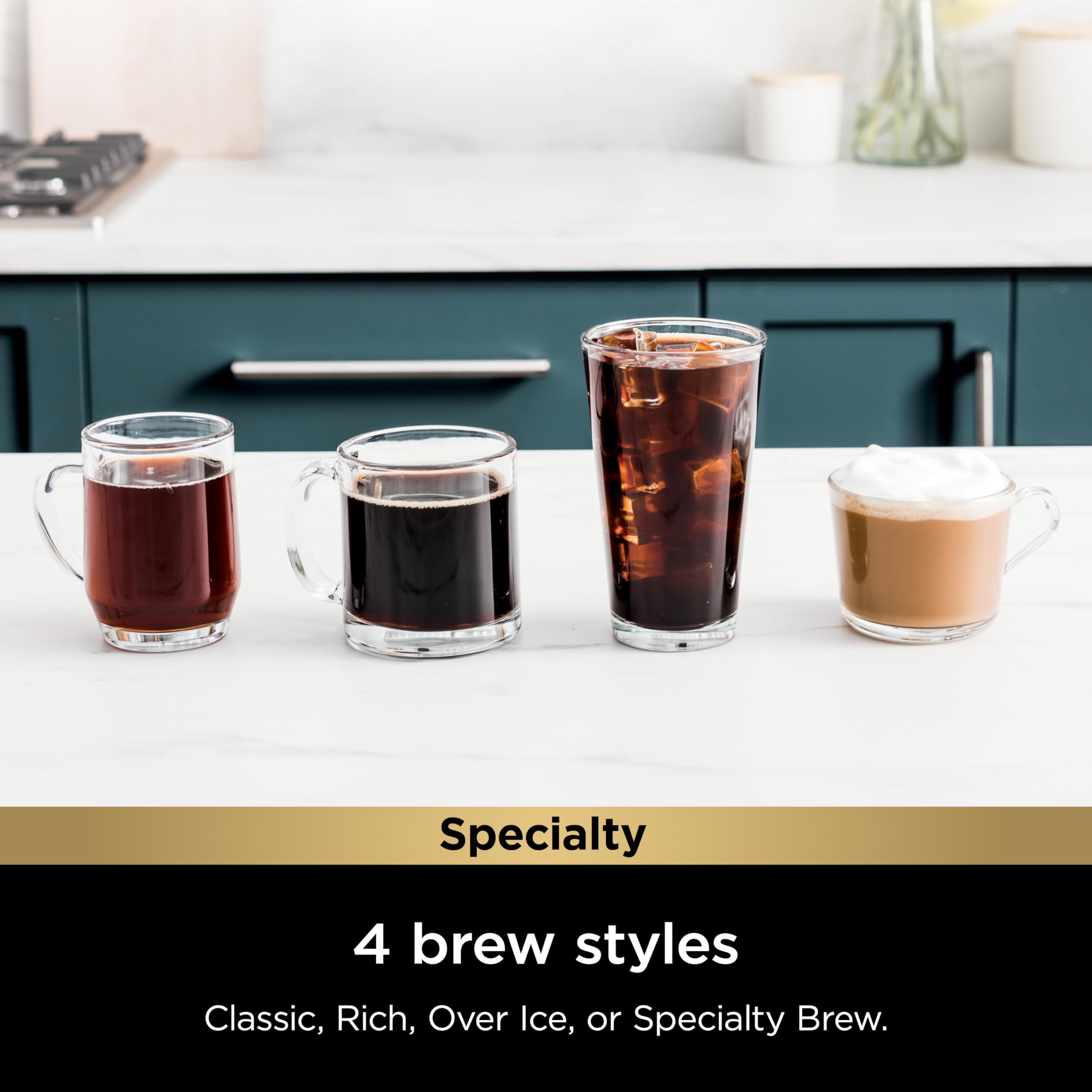 Ninja Pod & Grounds Specialty Single-Serve Coffee Maker, K-Cup Pod Compatible, Brews Grounds, Compact Design, Built-In Milk Frother, 56-oz. Reservoir, 6-oz. Cup to 24-oz. Mug Sizes, Stone, PB051ST
