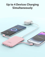 TG90° 2 Pack Portable Charger Power Bank, 5000mAh External Battery Pack with Built-in Foldable AC Wall Plug and Cables, Small USB C Charger Compatible with iPhone16/15 Series and Android Devices