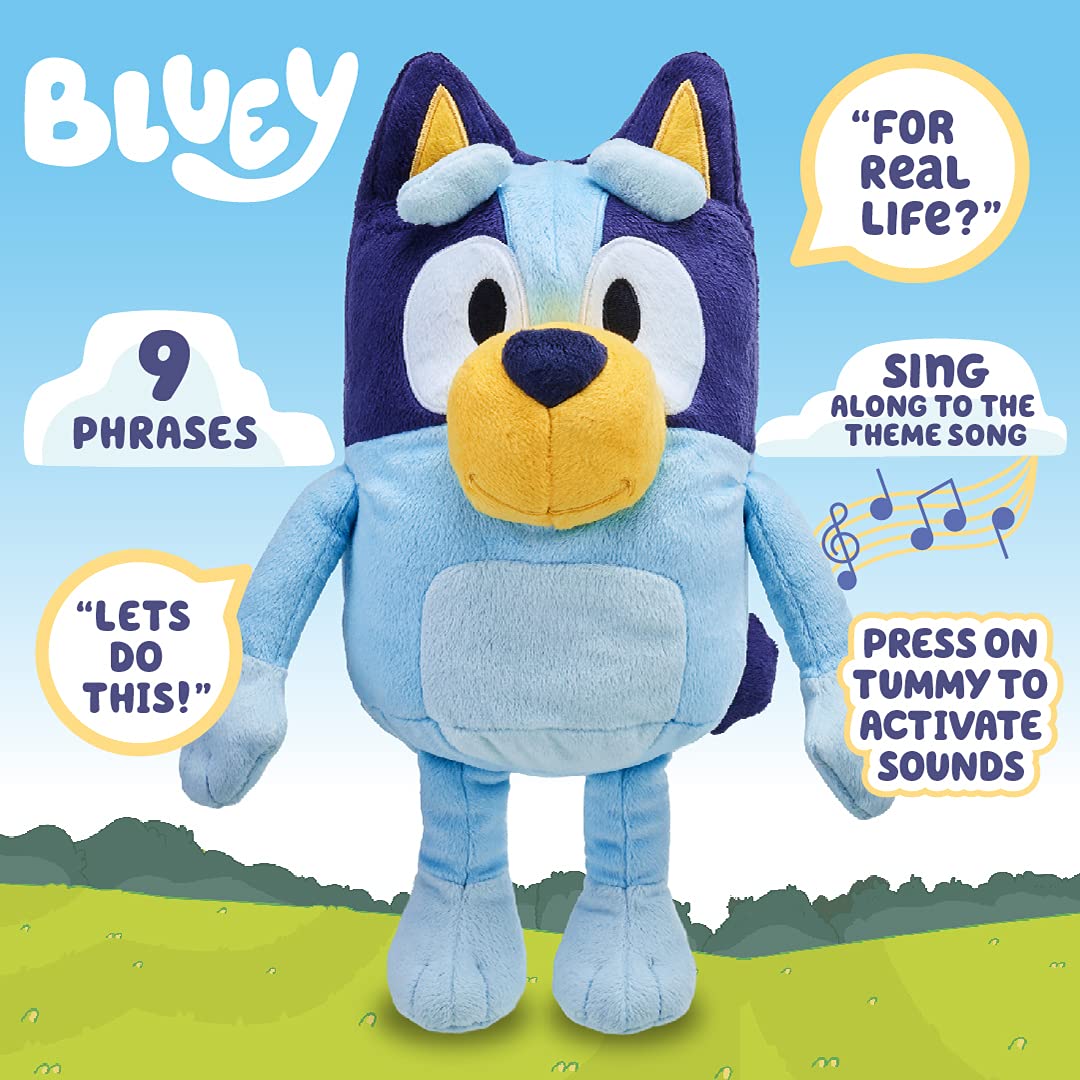 Bluey - 13" Talking Plush - Interactive - Sing Along, 9 Different Phrases
