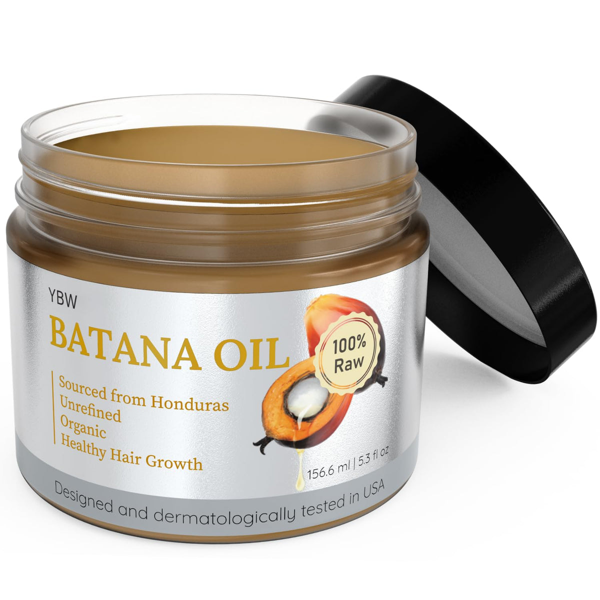 Dr. Sebi 100% Natural, Unrefined and Organic Batana Oil from Honduras for Hair Growth - Enhances Hair Thickness, Prevents Loss for Men & Women