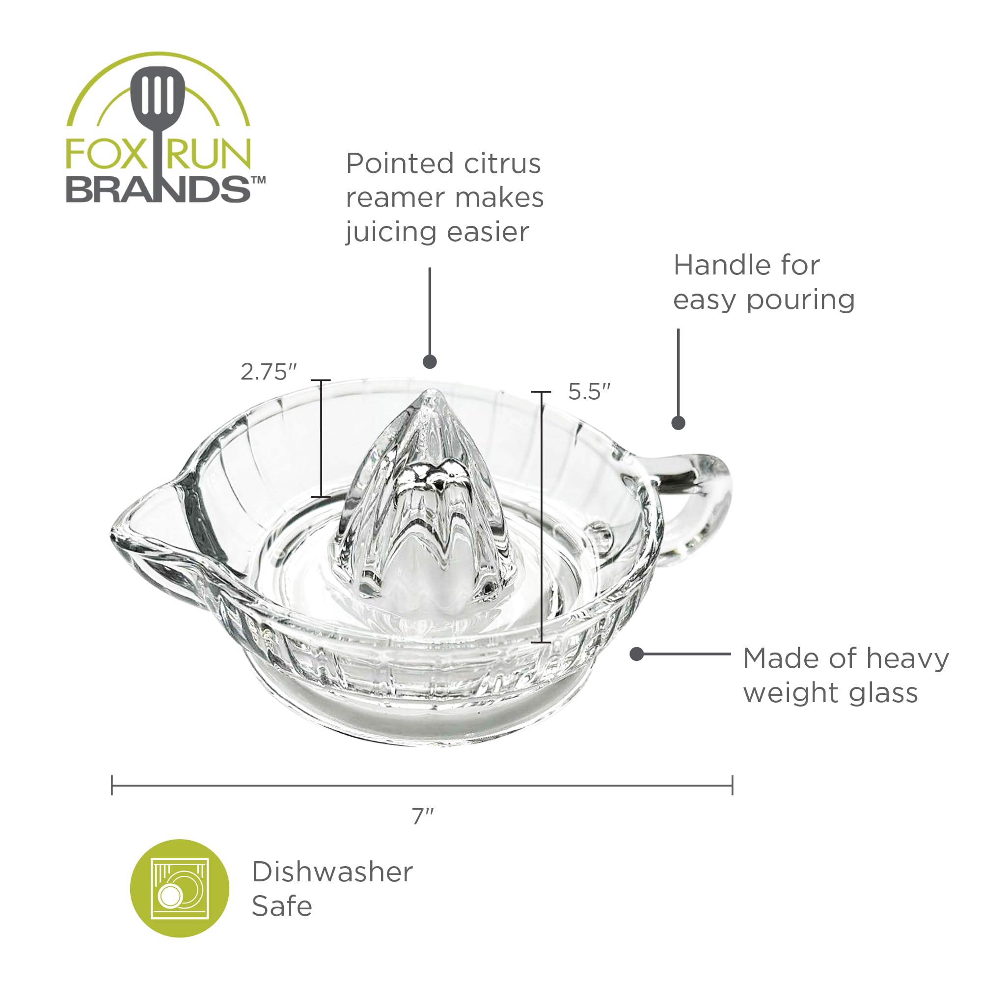 Fox Run Manual Heavyweight Glass Juicer For Lemons, Limes, Oranges and More