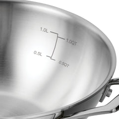 Tramontina Utsava 1.8-Quart Tri-Ply Clad Stainless Steel Kadai with Lid, Kadhai Pot for Indian Cooking