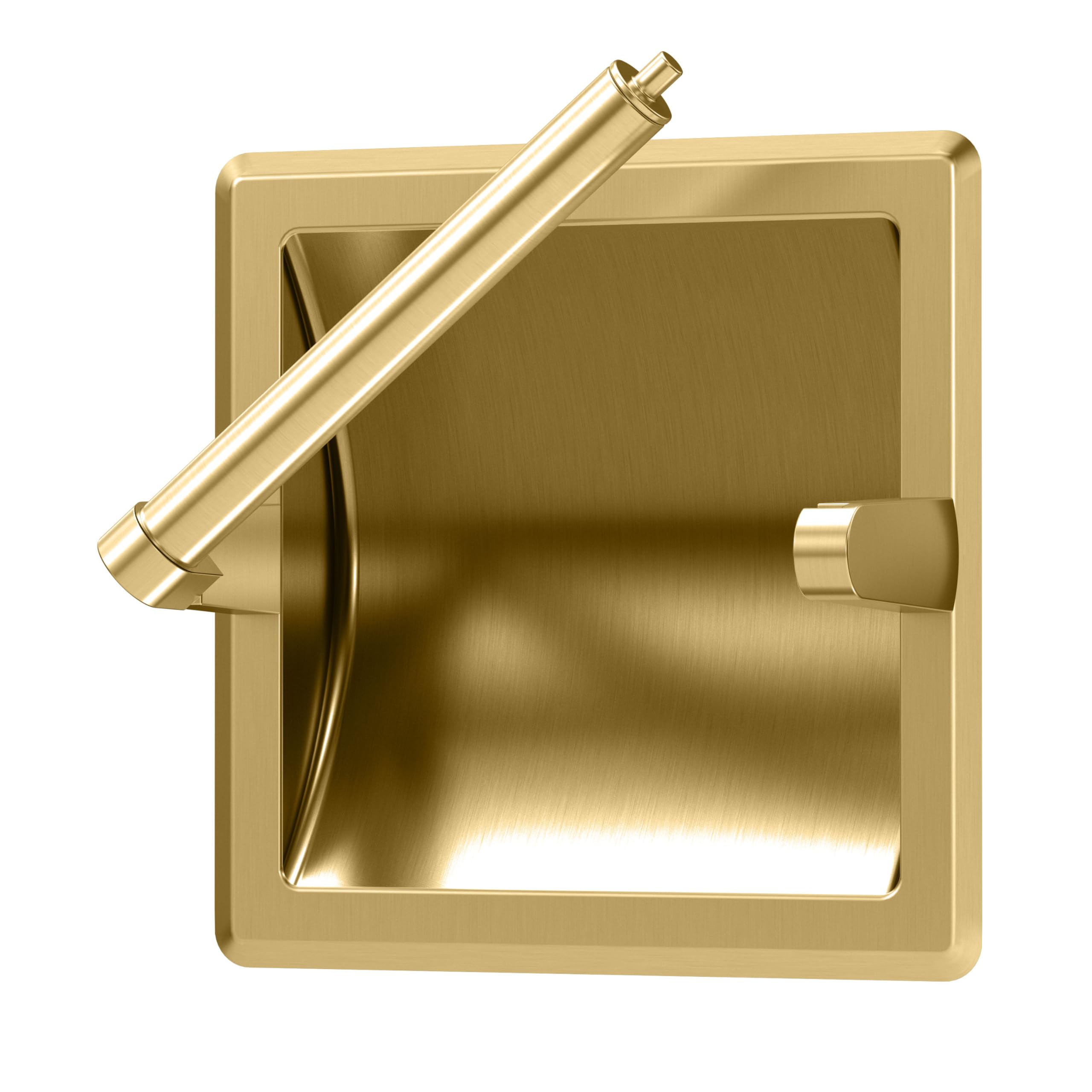 Gatco 753 Recessed Pivoting Toilet Paper Holder, Wall Mounted, Heavy Duty Metal Tissue Holder for Bathroom – Available in Brushed Brass