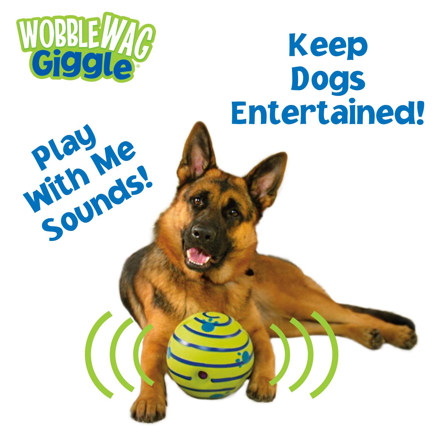 Wobble Wag Giggle Ball, Interactive Dog Toy, Fun Giggle Sounds When Rolled or Shaken, Pets Know Best, As Seen On TV