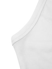 iGENJUN Workout Tops for Women Racerback Tank Tops Yoga Gym Ribbed Sleeveless Shirts Clothes,M,White