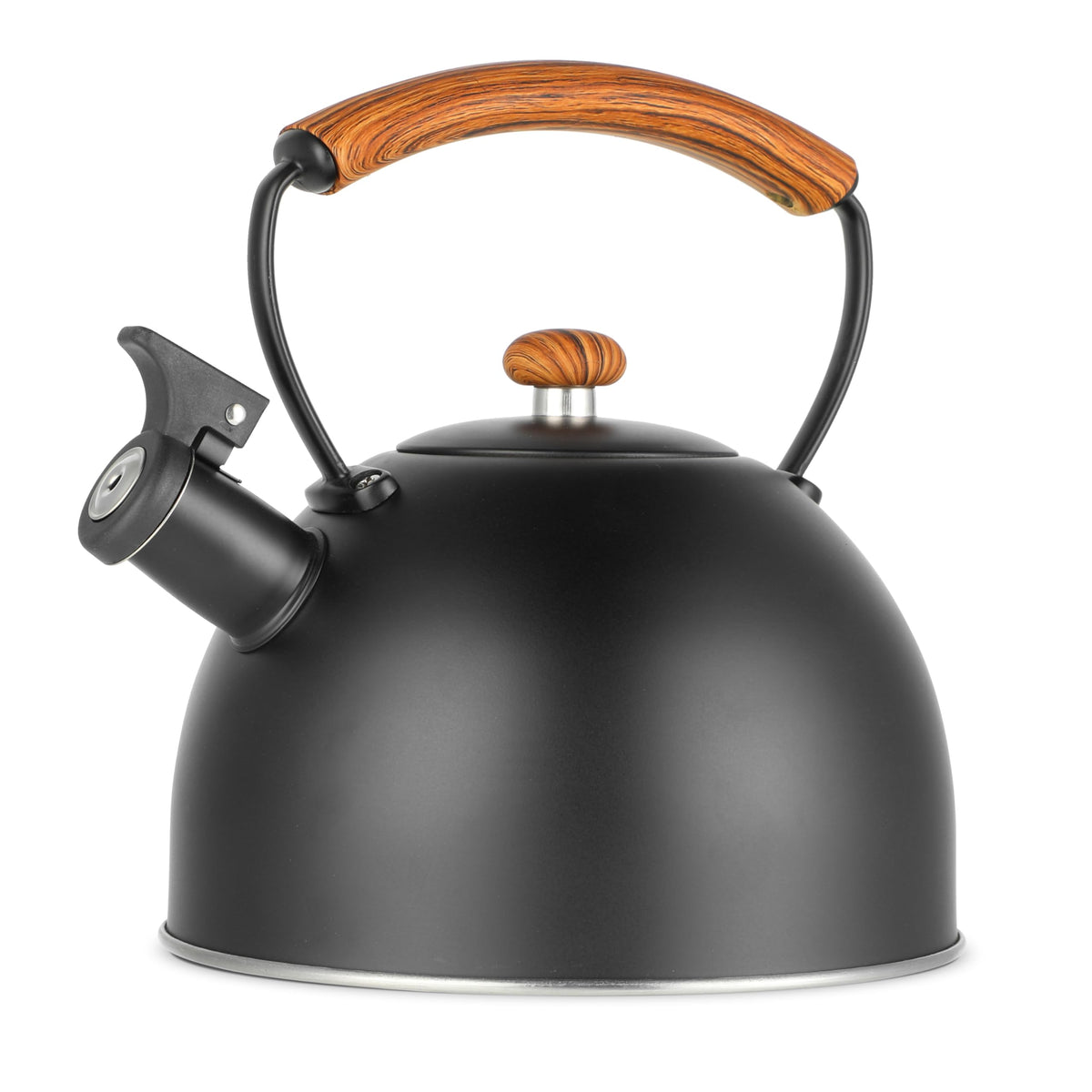 Whistling Stovetop Tea Kettle, 3.2 Quart Stainless Steel Teapot with Cool Touch Ergonomic Handle, Hot Water Fast to Boil, Black