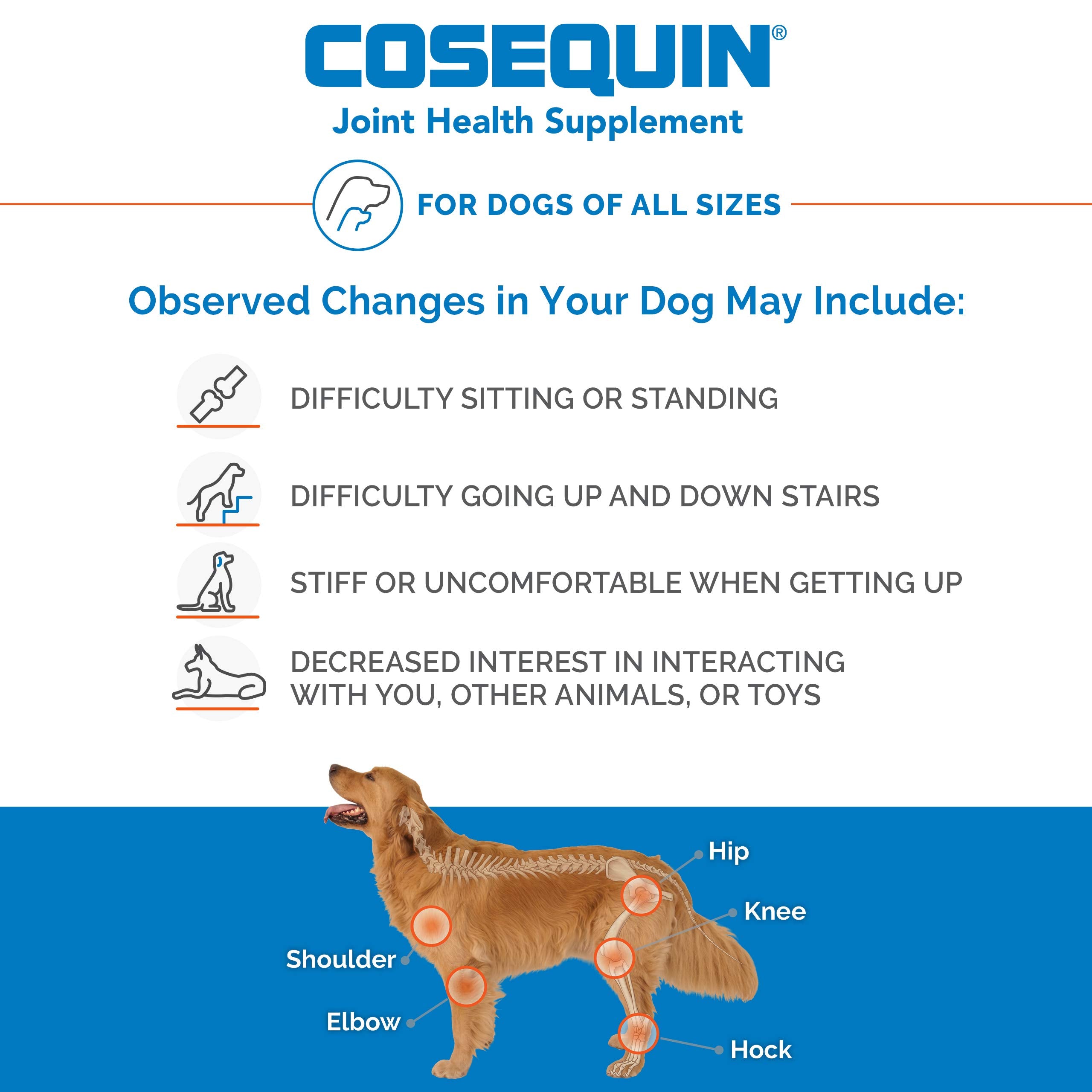 Nutramax Laboratories Cosequin Maximum Strength Joint Health Supplement for Dogs - With Glucosamine, Chondroitin, and MSM, 132 Chewable Tablets