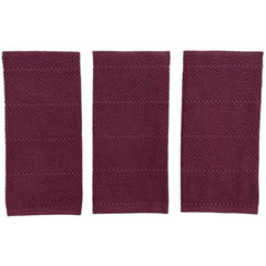 Purple Burgundy Wine Kitchen Hand Dish Towels: Oversized 28" x 18",100% Cotton Cloth Soft Cleaning Drying Absorbent Textured Design, Set of 3 Multipurpose for Everyday Use (Wine)